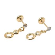 Brinco Baby Anel com Pedra 2,5mm Folheado a Ouro de Alta Qualidade
