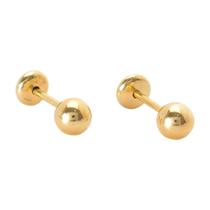 Brinco Baby Bolinha 4mm Folheado a Ouro de Alta Qualidade