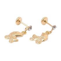 Brinco Baby Carrinho de Bebê com Pedra 2,5mm Folheado a Ouro de Alta Qualidade