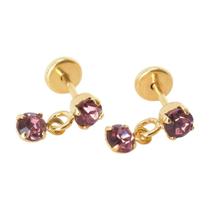 Brinco Baby com Pedra 3mm Folheado a Ouro - Várias Cores