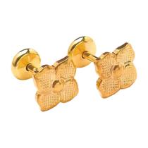 Brinco Baby Flor Craquelada Folheada a Ouro para Bebês e Crianças Brinco Baby Flor Craquelada Folheada a Ouro para Bebês e Crianças