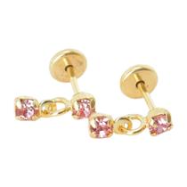 Brinco Baby Folheado a Ouro 2 Pedras 2mm - 2bb0006 Brinco Baby Folheado a Ouro 2 Pedras 2mm - 2bb0006
