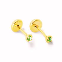 Brinco Baby Folheado a Ouro com Pedra de 4,5mm - Várias Cores Brinco Baby Folheado a Ouro com Pedra de 4,5mm - Várias Cores