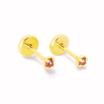 Brinco Baby Folheado a Ouro com Pedra de 4,5mm - Várias Cores Brinco Baby Folheado a Ouro com Pedra de 4,5mm - Várias Cores
