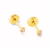 Brinco Baby Folheado a Ouro com Pedra de 4,5mm - Várias Cores Brinco Baby Folheado a Ouro com Pedra de 4,5mm - Várias Cores