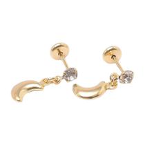 Brinco Baby Meia Lua com Pedra 2,5mm Folheado a Ouro de Alta Qualidade