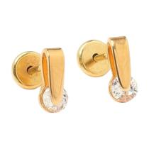 Brinco Baby Pedra Cristal U 3mm Folheado a Ouro de Alta Qualidade