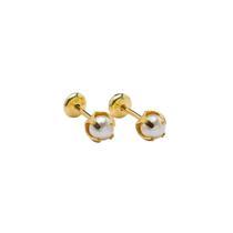 Brinco Baby Pérola 3mm Folheado a Ouro de Alta Qualidade Brinco Baby Pérola 3mm Folheado a Ouro de Alta Qualidade