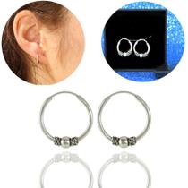Brinco Bali Tribal Bolinha Pequeno 11 mm Prata Legitima 925 Brinco Bali Tribal Bolinha Pequeno 11 mm Prata Legitima 925