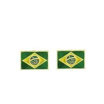 Brinco bandeira do brasil esmaltado banhado a ouro 18k Brinco bandeira do brasil esmaltado banhado a ouro 18k