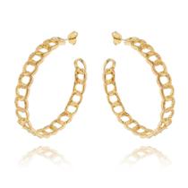 Brinco Banhado a Ouro 18k Argolas com Elos Médio Brinco Banhado a Ouro 18k Argolas com Elos Médio