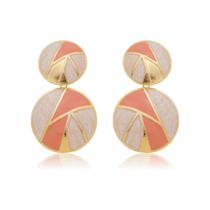 Brinco Banhado a Ouro 18k Bolas Esmaltação Italiana Grande