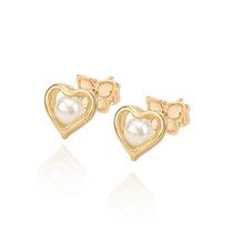 Brinco banhado a ouro 18k com pérolas sintéticas 524525