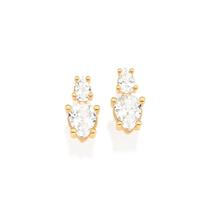Brinco banhado a ouro 18k com zircônias gotas - tam.único 5270800006 Brinco banhado a ouro 18k com zircônias gotas - tam.único 5270800006