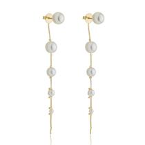 Brinco Banhado A Ouro 18k de Fio de Pérolas Médio
