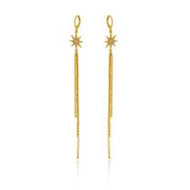 Brinco Banhado a Ouro 18k Estrela com Franja