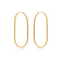 Brinco Banhado a Ouro 18k Oval Liso Médio Brinco Banhado a Ouro 18k Oval Liso Médio