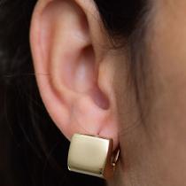 Brinco Banhado a Ouro Argola Quadrada Lisa