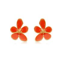 Brinco Banhado A Ouro Com Esmaltação Laranja Brinco Banhado A Ouro Com Esmaltação Laranja