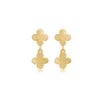 Brinco Banhado A Ouro Mini Flor Dupla