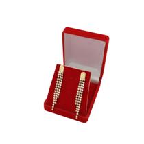 Brinco Banhado a Ouro Pendurado 3 Fileiras Com Pedras Bijou Art