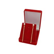 Brinco Banhado a Ouro Pendurado Com Zircônia e Corrente De Bolinha Bijou Art