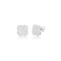 Brinco Banhado a Prata Trevo Cravejado 12mm Brinco Banhado a Prata Trevo Cravejado 12mm