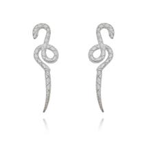 Brinco Banhado a Ródio Branco Serpente Grande