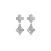 Brinco Banhado A Ródio Mini Flor Dupla Brinco Banhado A Ródio Mini Flor Dupla