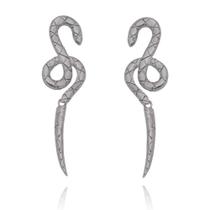 Brinco Banhado a Ródio Negro Serpente Grande