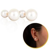 Brinco Banhado Feminino Pérola Dupla Mulher Presente Brinco Banhado Feminino Pérola Dupla Mulher Presente