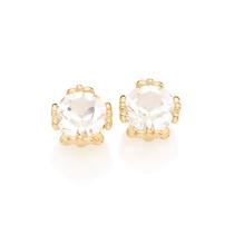 Brinco Banhado Ouro 18k Pedra Redonda Brilhante Antialérgico Brinco Banhado Ouro 18k Pedra Redonda Brilhante Antialérgico