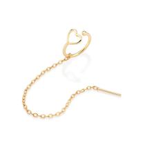 Brinco banhado ouro 3x 24k 18k e 22k feminino piercing de pressâo coraçâo e corrente rommanel 527255