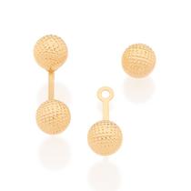 Brinco banhado ouro 3x 24k 18k e 22k femininos bolinha rommanel ear jacket trabalhadas nas pontas 525726 Brinco banhado ouro 3x 24k 18k e 22k femininos bolinha rommanel ear jacket trabalhadas nas pontas 525726