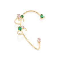 Brinco banhado ouro 3x 24k 18k e 22k femininos ear cuff e wrap cravejado zircônias grandes coloridos rommanel 526981 Brinco banhado ouro 3x 24k 18k e 22k femininos ear cuff e wrap cravejado zircônias grandes coloridos rommanel 526981