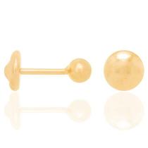 Brinco banhado ouro 3x 24k 18k e 22k femininos segundo furo bolinha rommanel infantil bebe recem nascido lisa 520797