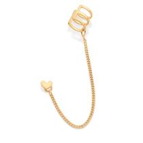Brinco banhado ouro 3x 24k 18k e 22k ou platina pressão femininos ear cuff coração corrente piercing rommanel 527073 327073