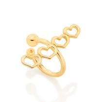 Brinco banhado ouro 3x 24k 18k e 22k pressão femininos ear cuff 4 corações piercing rommanel vazados 526660