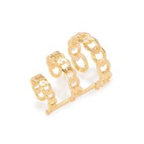 Brinco banhado ouro 3x 24k 18k e 22k pressão femininos ear cuff corrente elo piercing rommanel triplo 526582