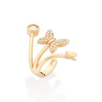 Brinco banhado ouro 3x 24k 18k e 22k pressão femininos piercing borboleta rommanel zircônias 527186