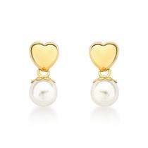 Brinco base coração e pérola