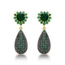 BRINCO BASE CORAÇÃO EM ZIRCONIA E GOTA CRAVEJADA Preta