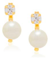 Brinco Base Cristal Tendo Pérola Sintética 520582