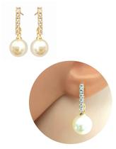 Brinco Base de Strass com Pérola Folheado Ouro 18k Antialérgico