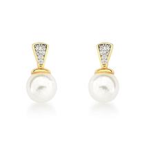 Brinco base exclamação cravejado e pérola