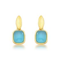 Brinco base gota fosca com pedra retangular p Brinco base gota fosca com pedra retangular p