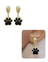 Brinco Base Pingente patinha cachorro Resinado Folheado Ouro