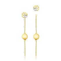 Brinco base trevo e pingente esfera