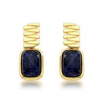 Brinco base zigzag e pedra retangular m