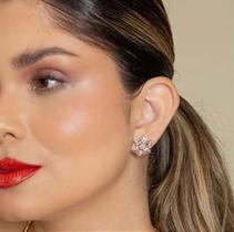 Brinco base zirconia cristal elienejoias banhado em ouro 18k Brinco base zirconia cristal elienejoias banhado em ouro 18k